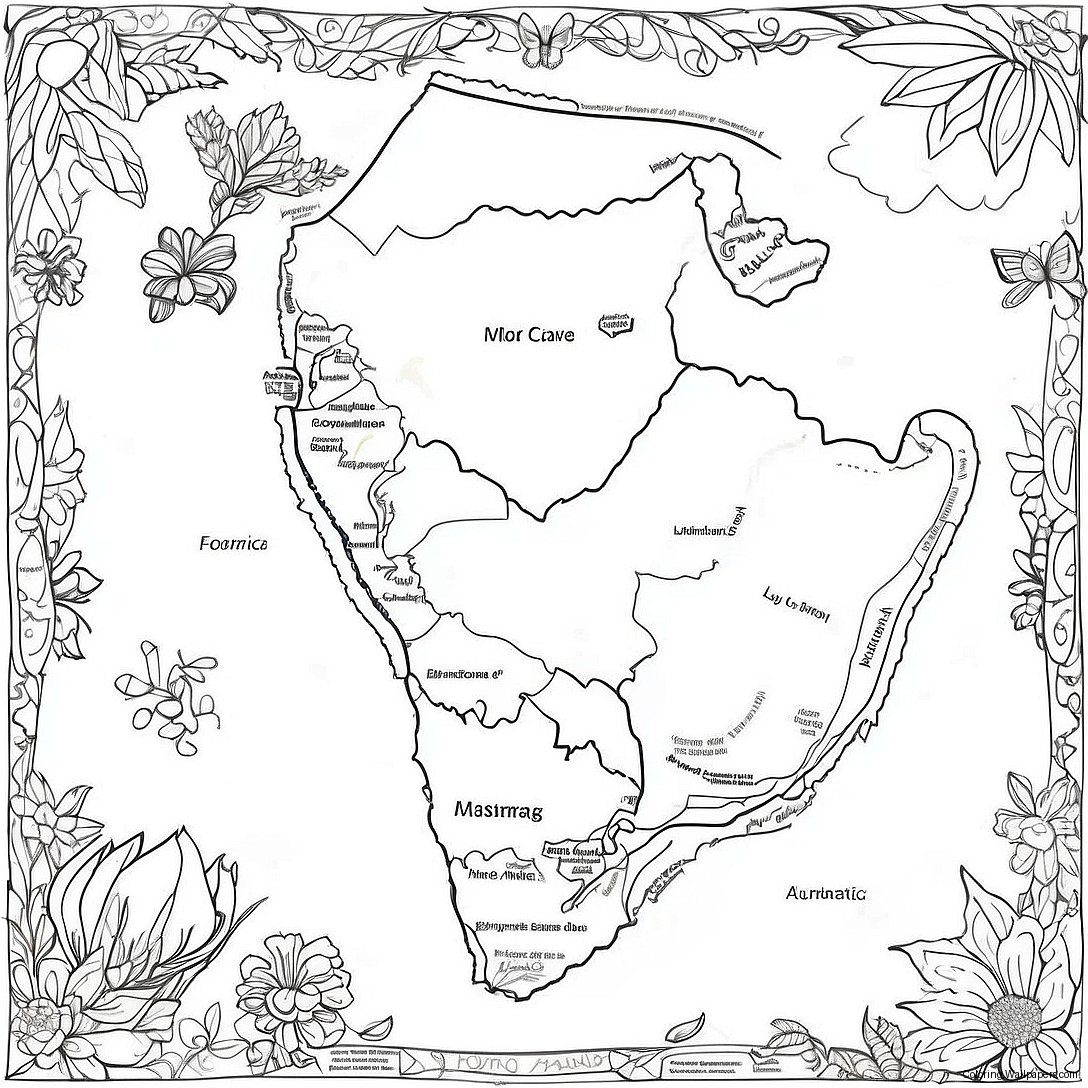 South Africa Map Coloring Page 39945