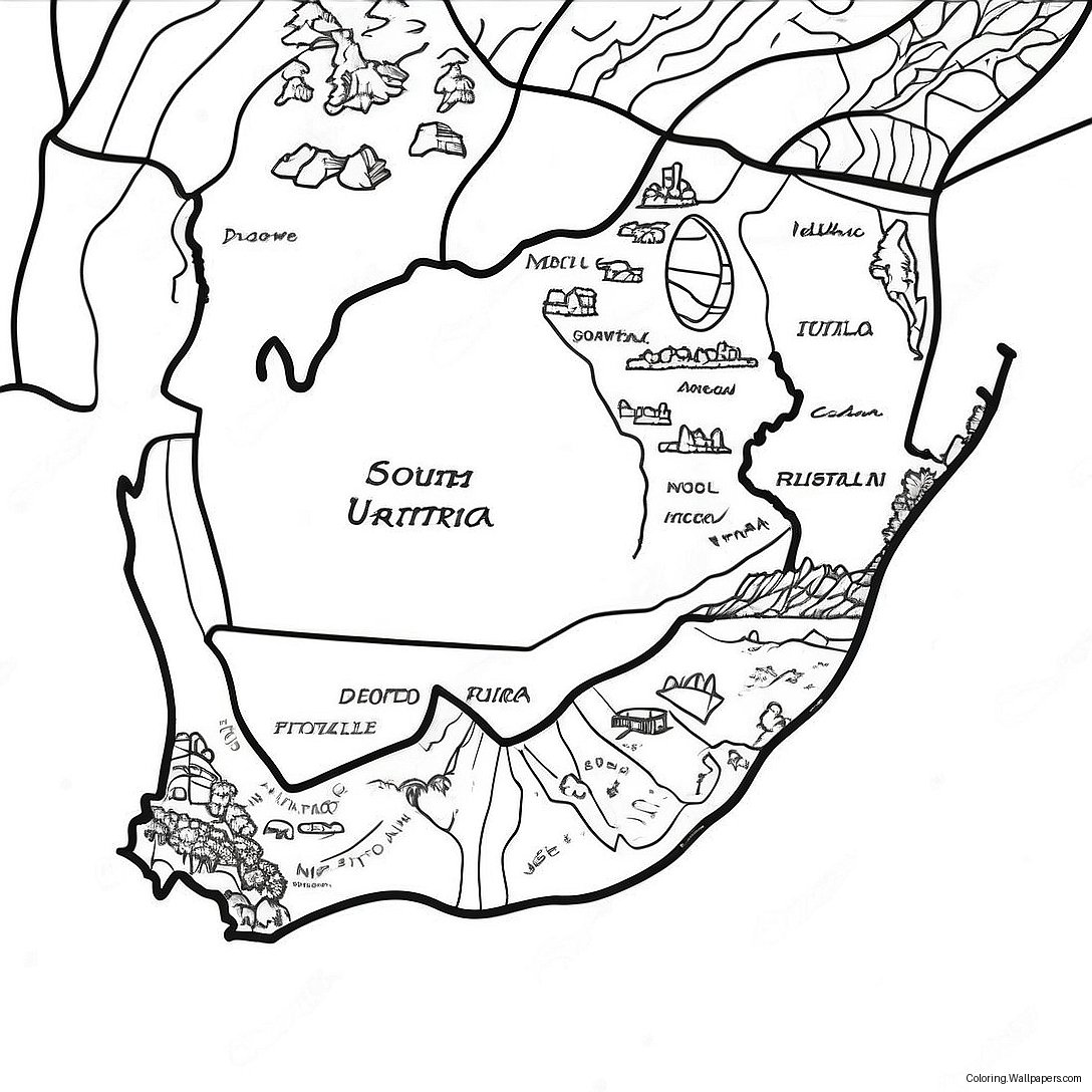 South Africa Map Coloring Page 39946