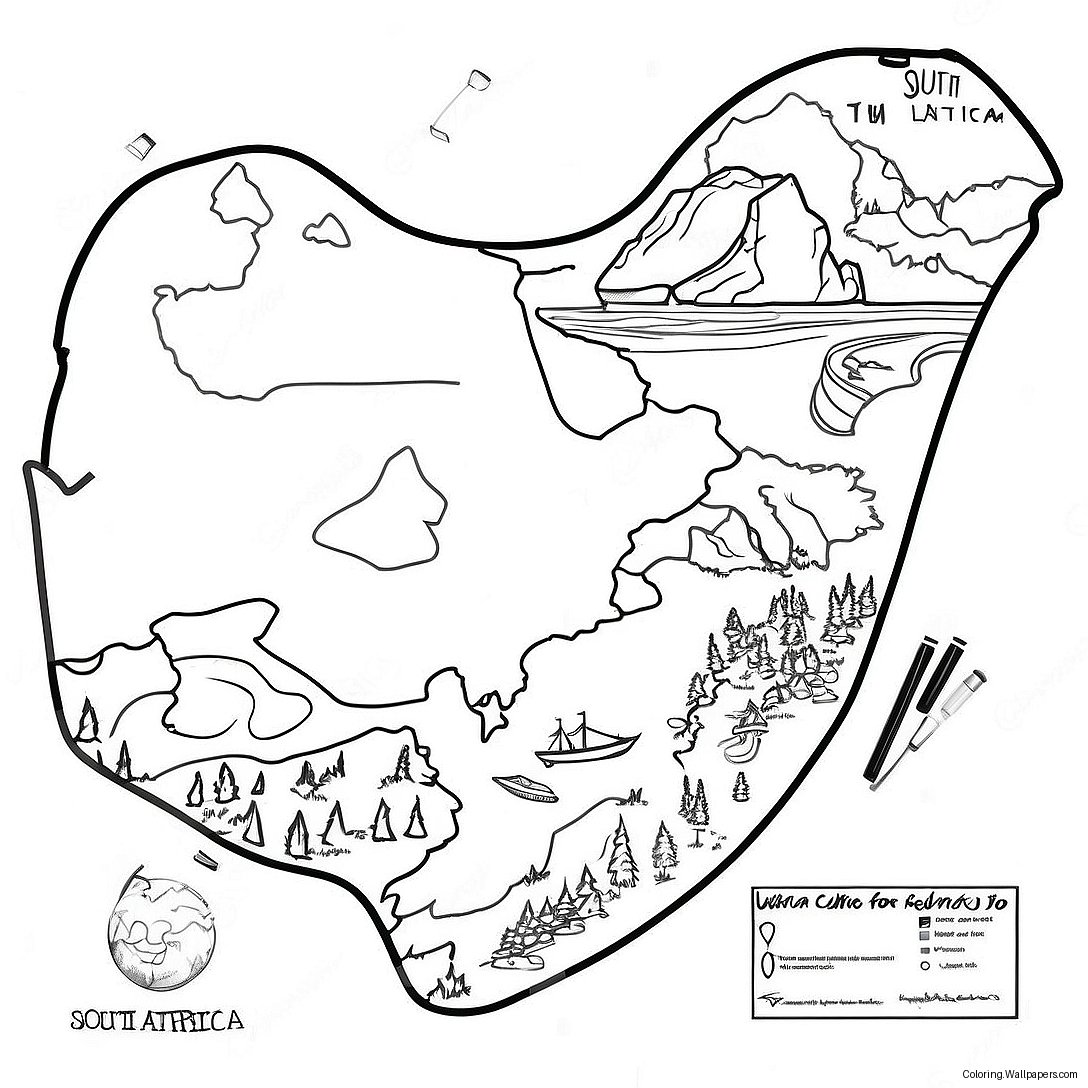 South Africa Map Coloring Page 39947