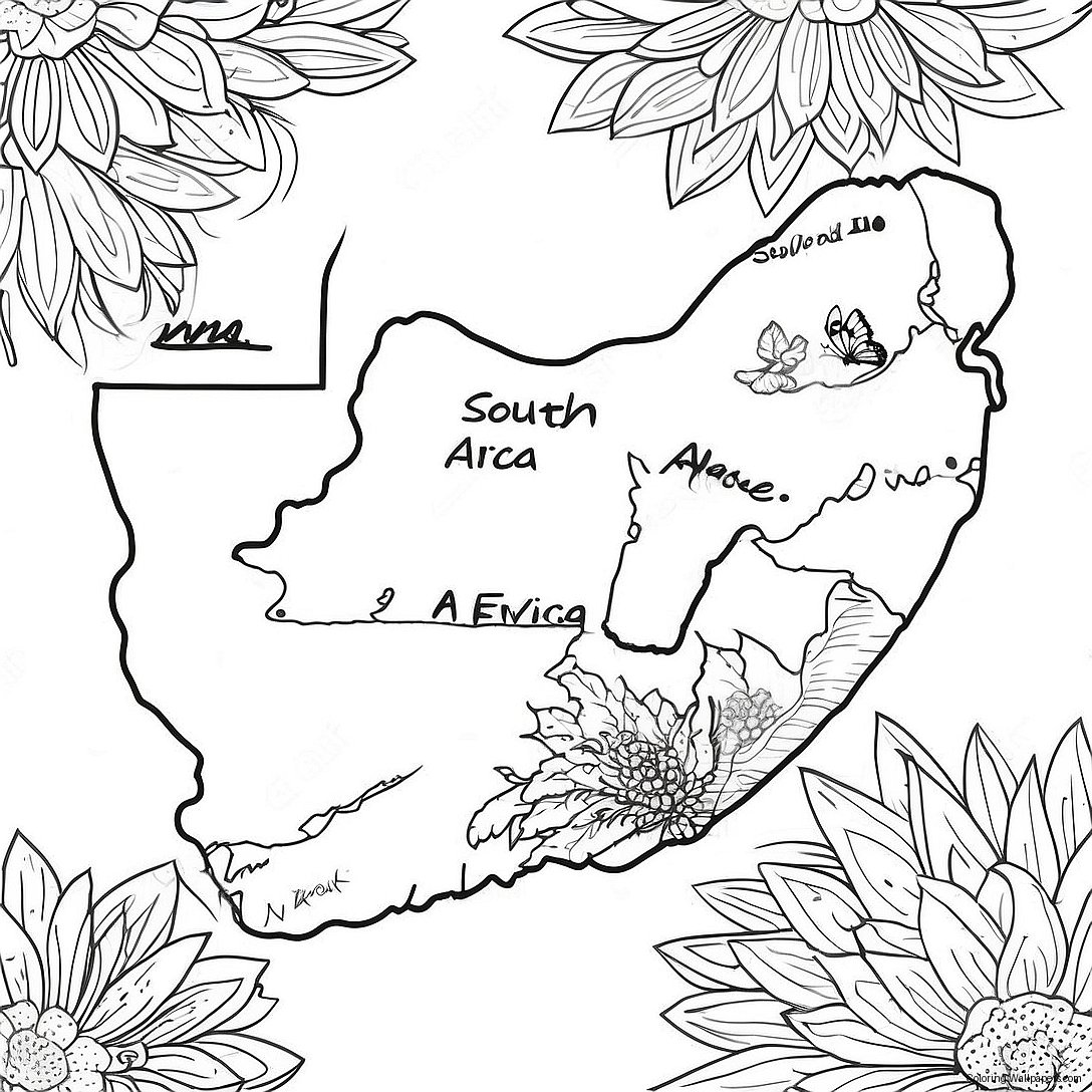 South Africa Map Coloring Page 39948