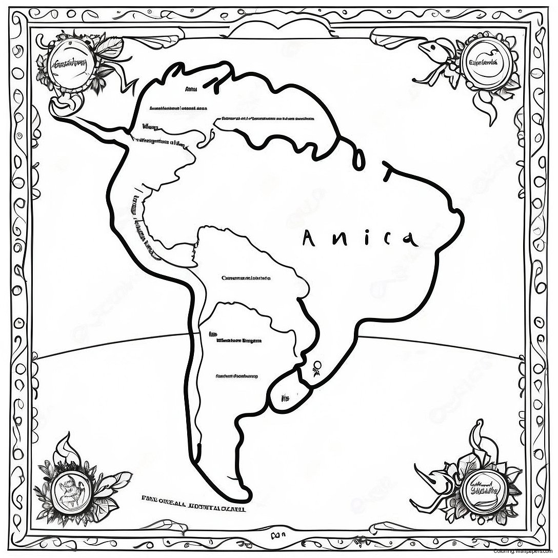 South America Map Coloring Page 25867