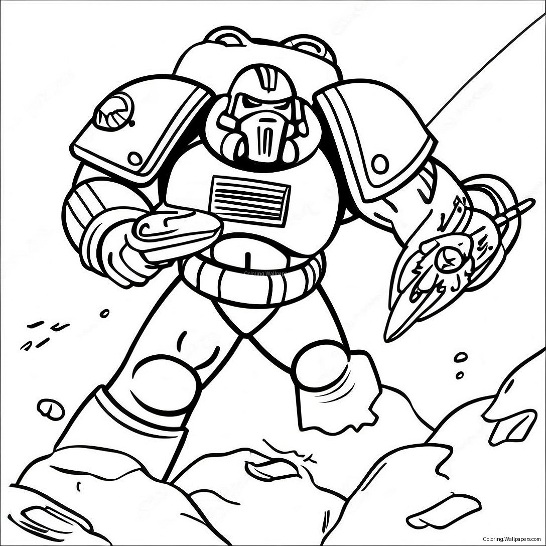 Space Marine Battle Ready Coloring Page 18484