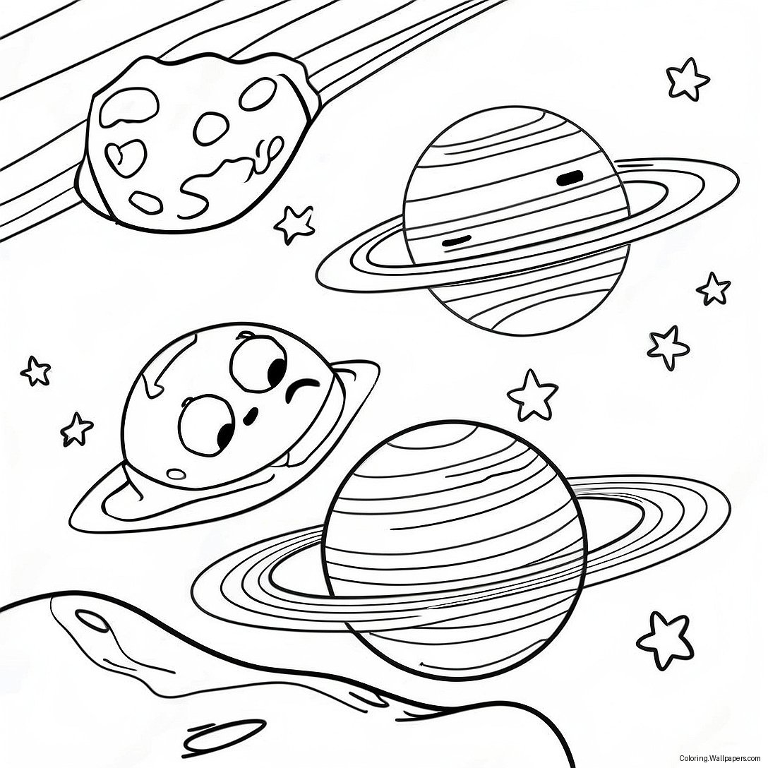 Space Scene With Planets Coloring Page 22259