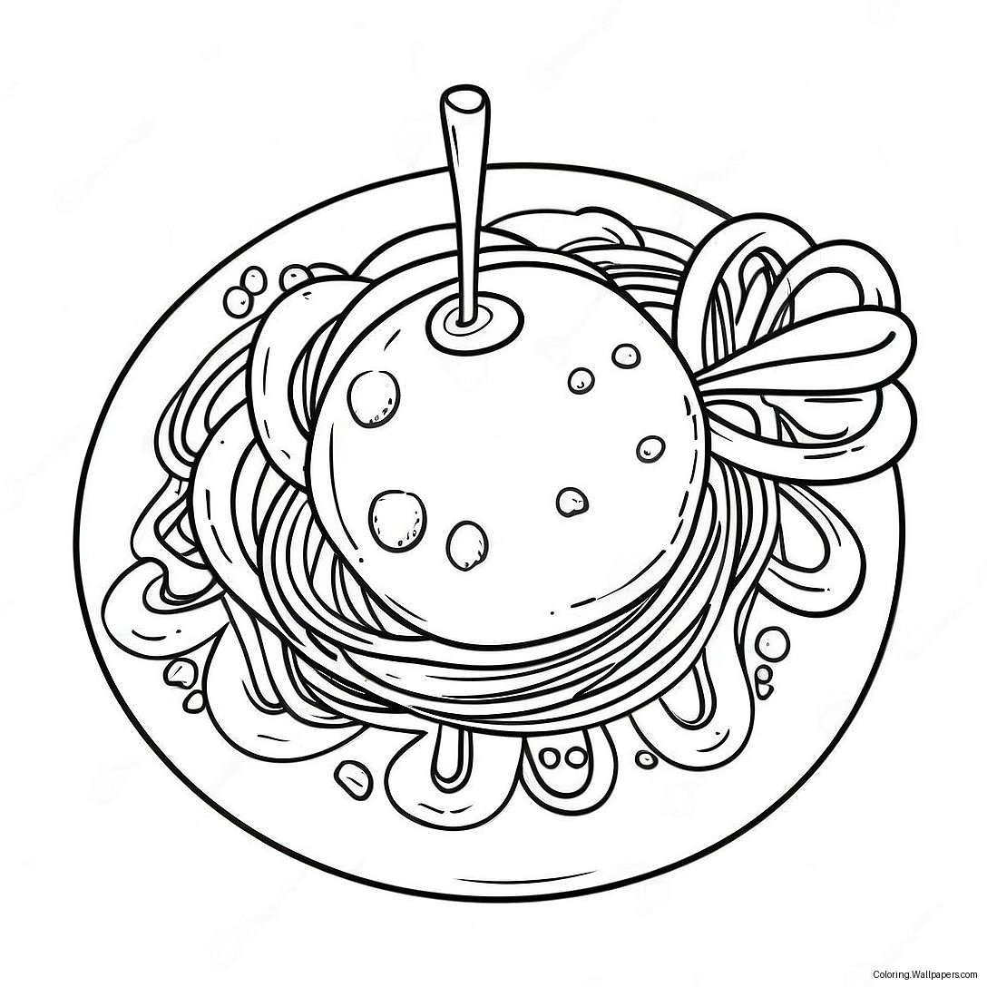 صفحة تلوين السباغيتي مع كرات اللحم 22826