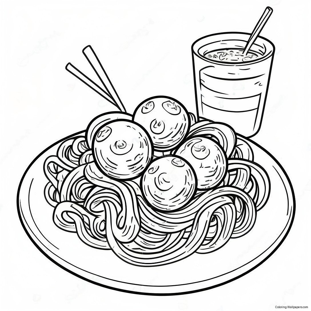 Page À Colorier Spaghetti Avec Boulettes De Viande 22828