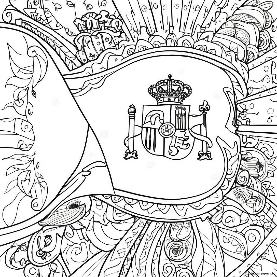 Spain Flag Coloring Page 35752