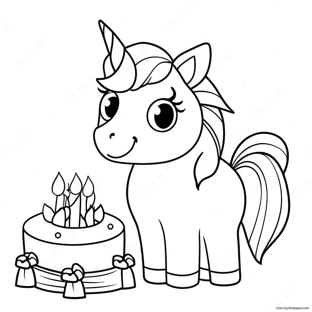 Sparkling Birthday Unicorn Coloring Page 16307