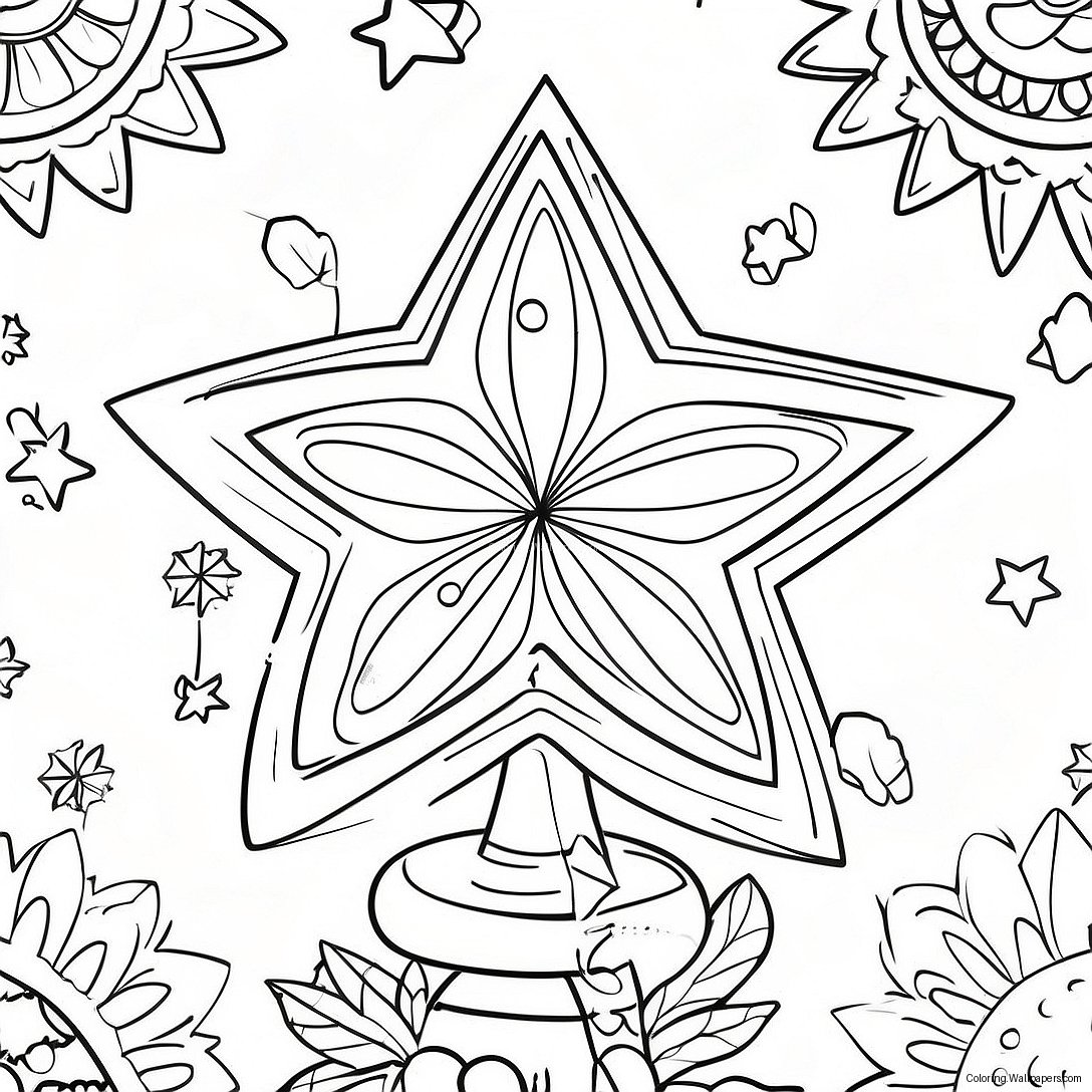 Sparkling Christmas Tree Star Coloring Page 33352