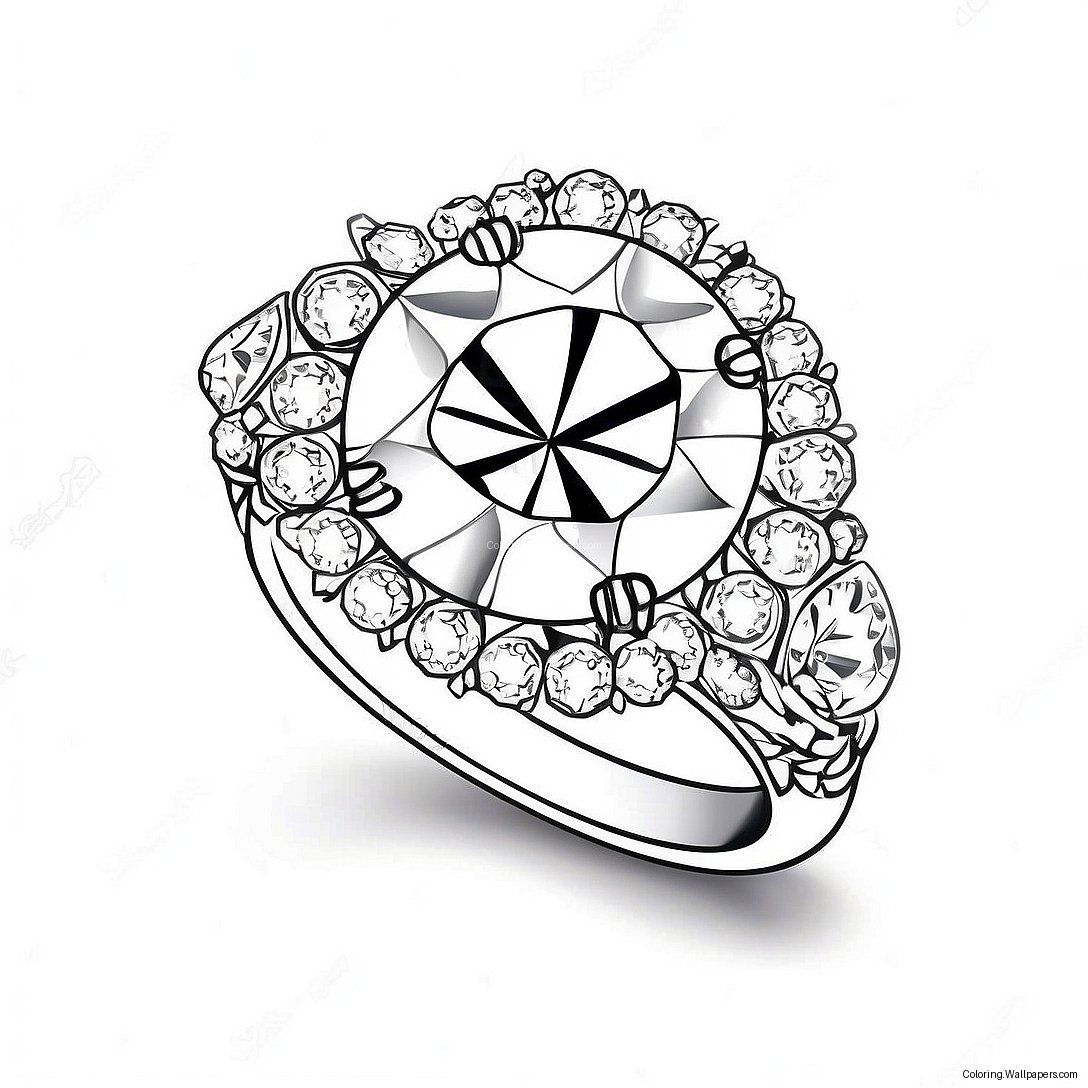 Sprankelende Diamanten Ring Kleurplaat 10557