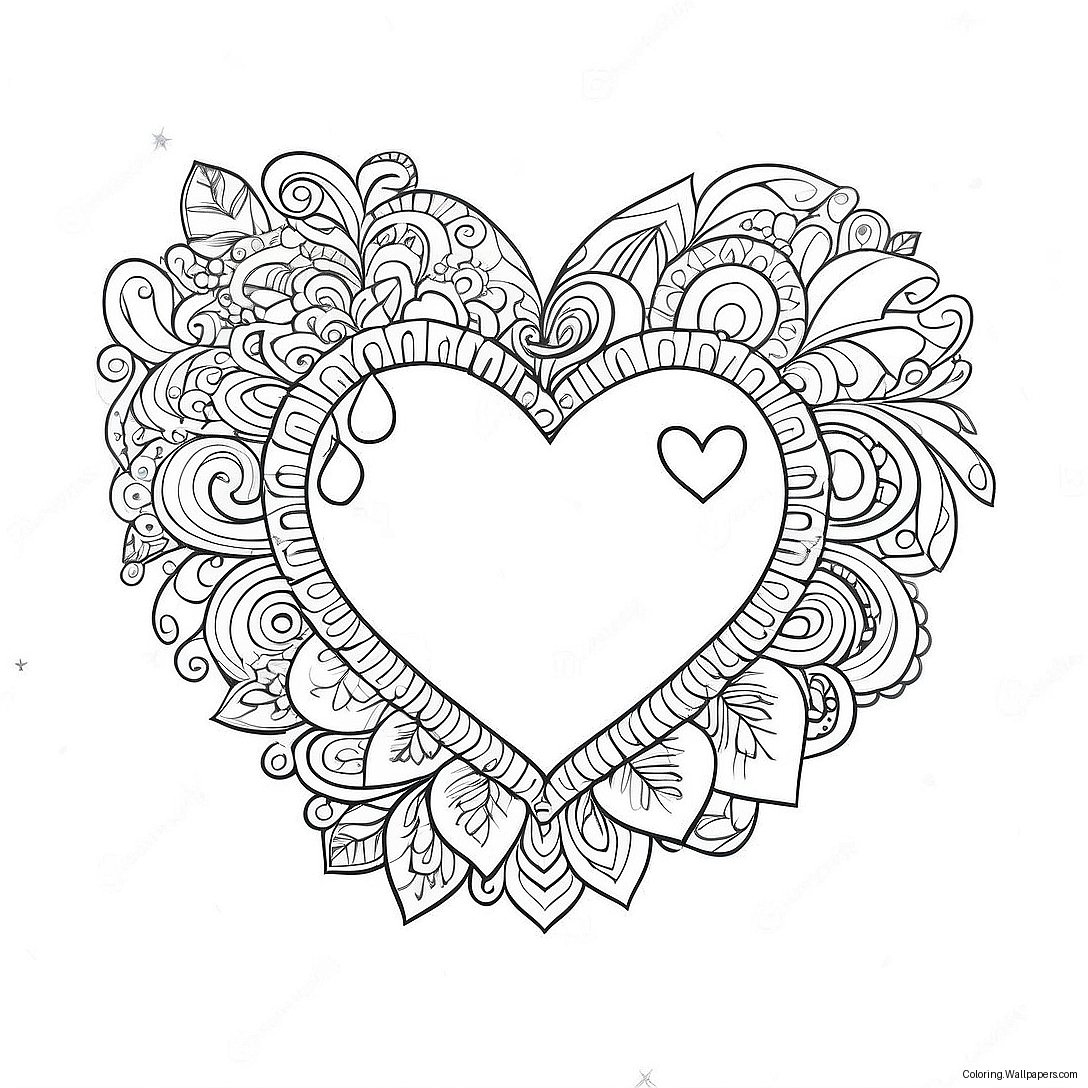 Sparkling Fancy Heart Coloring Page 1238