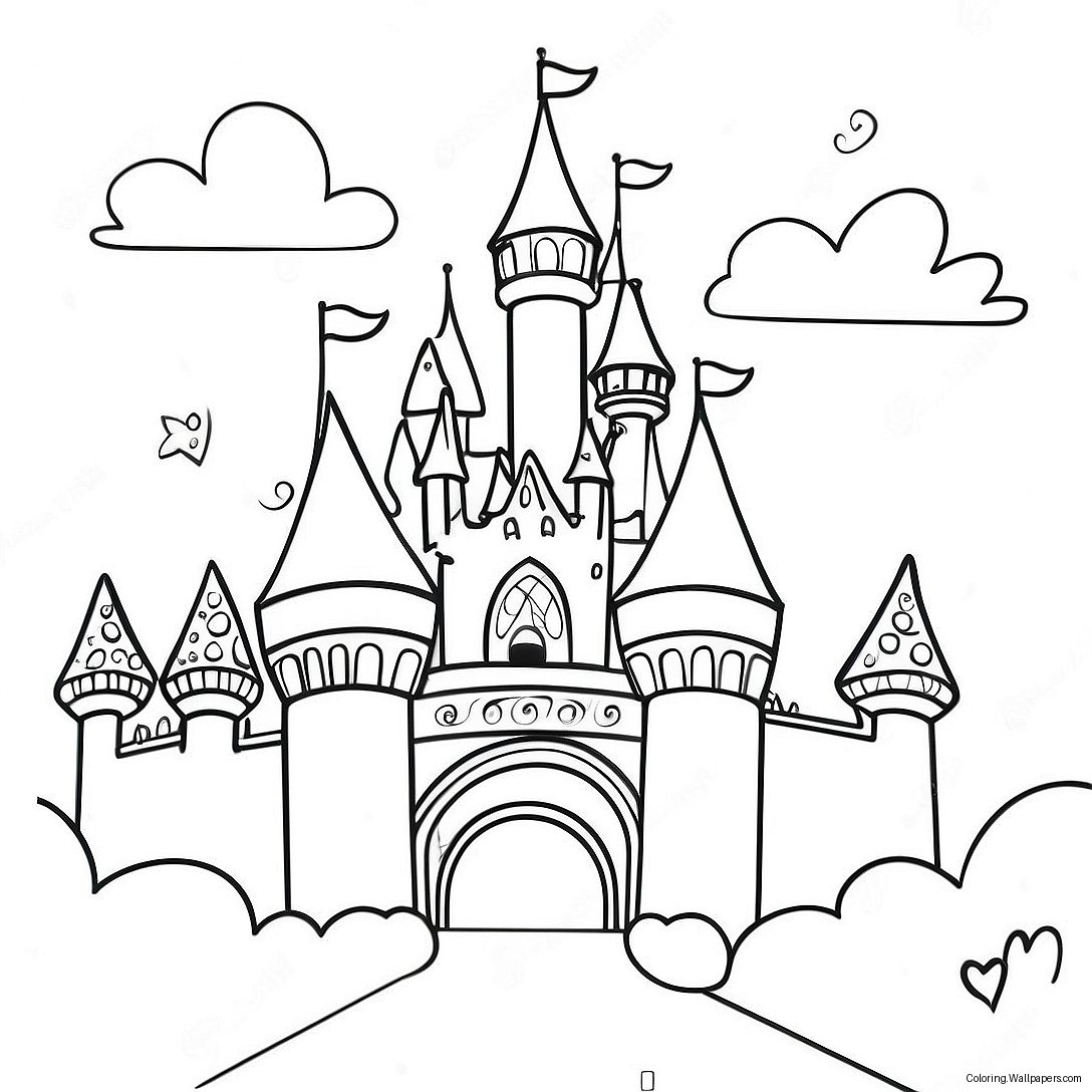 Sparkling Princess Rainbow Castle Coloring Page 43293