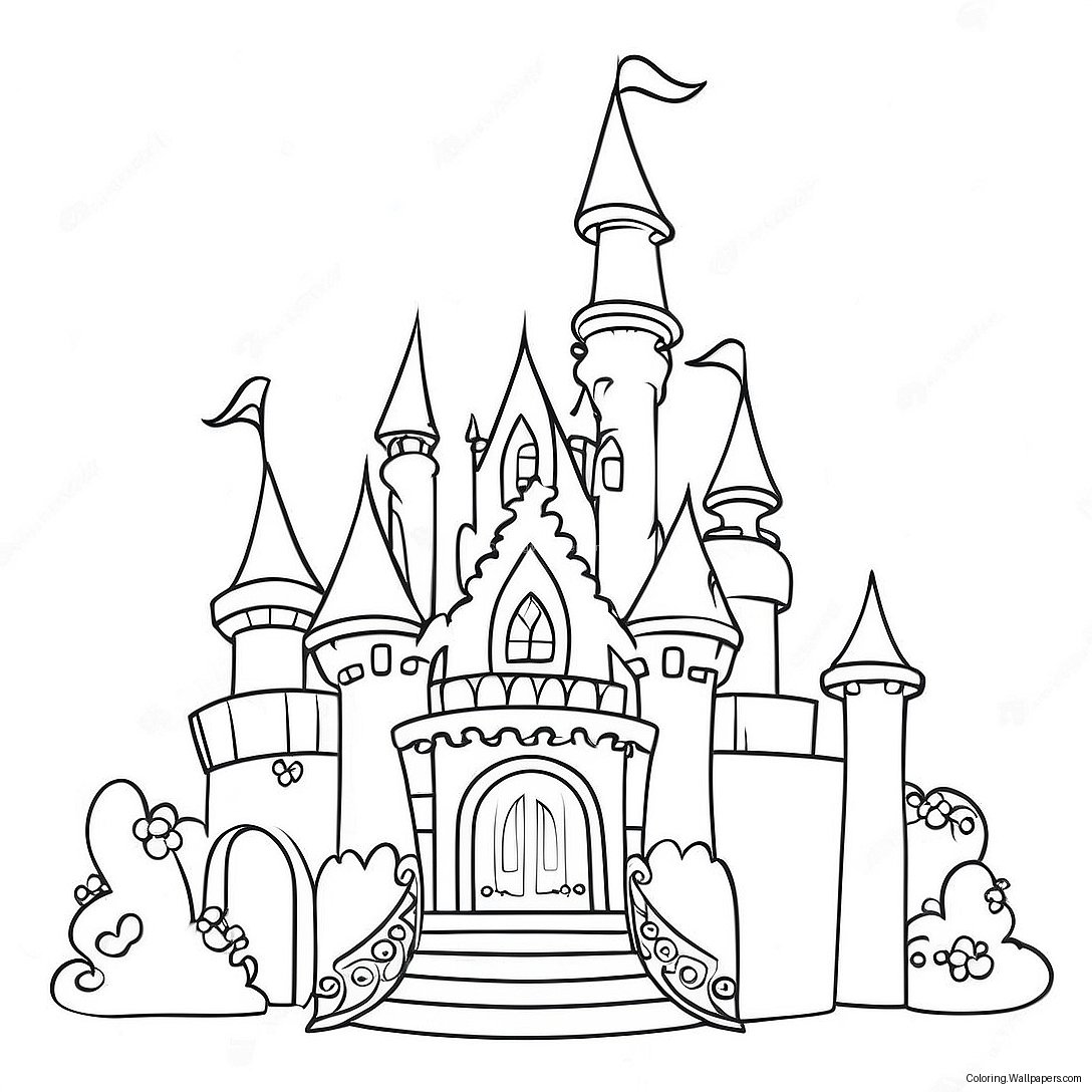 Sparkly Barbie Princess Castle Coloring Page 51071