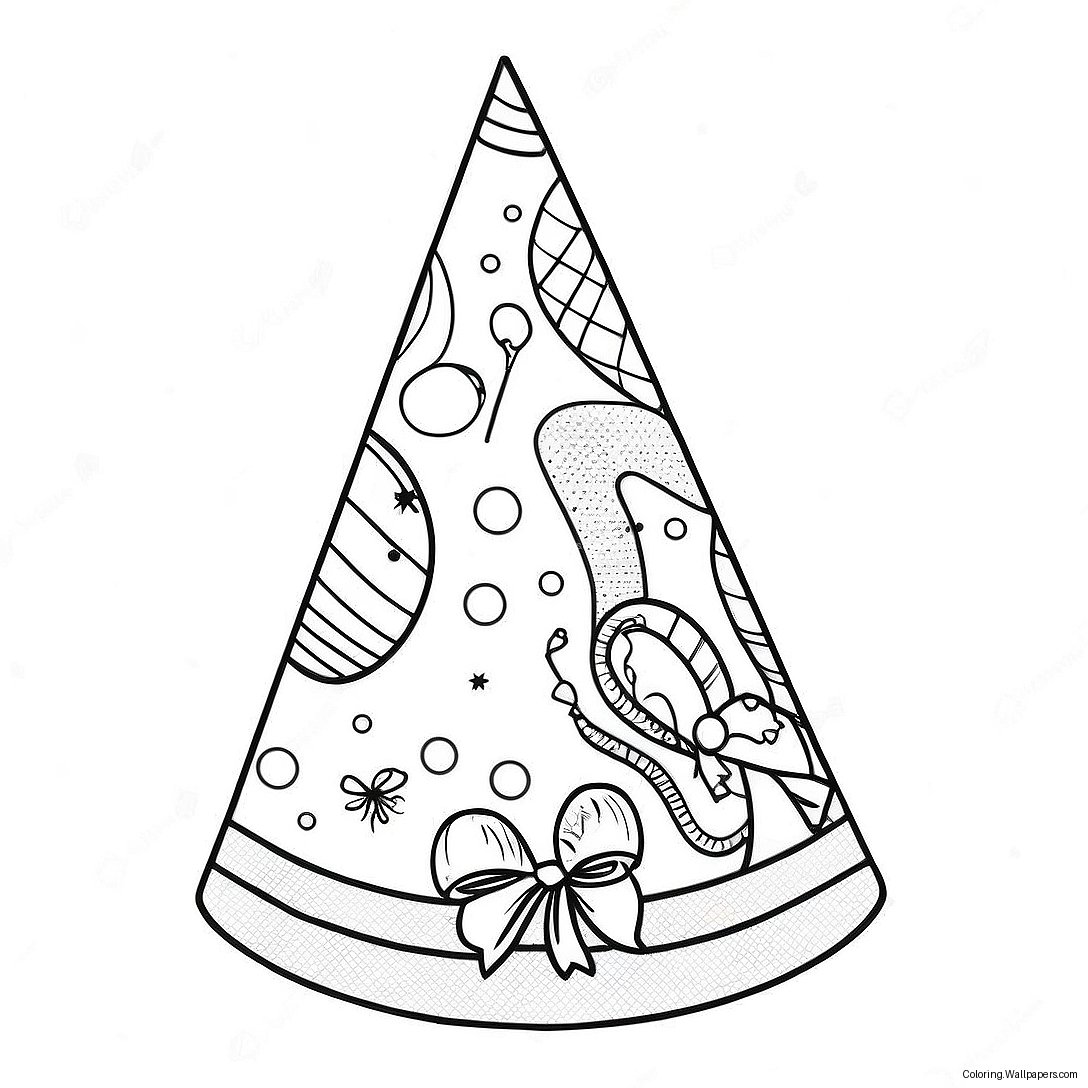 Sparkly Birthday Party Hat Coloring Page 44446