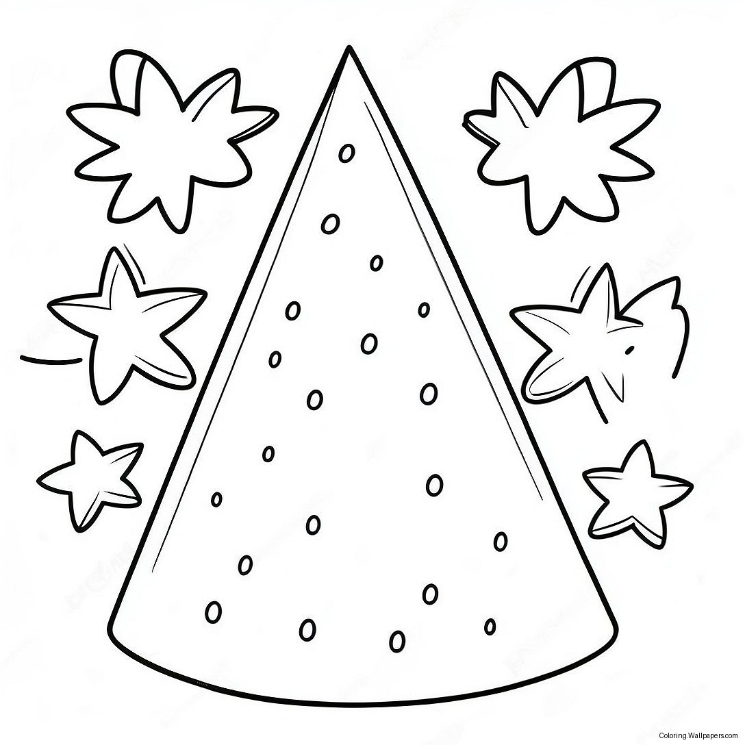 Sparkly Birthday Party Hat Coloring Page 44448