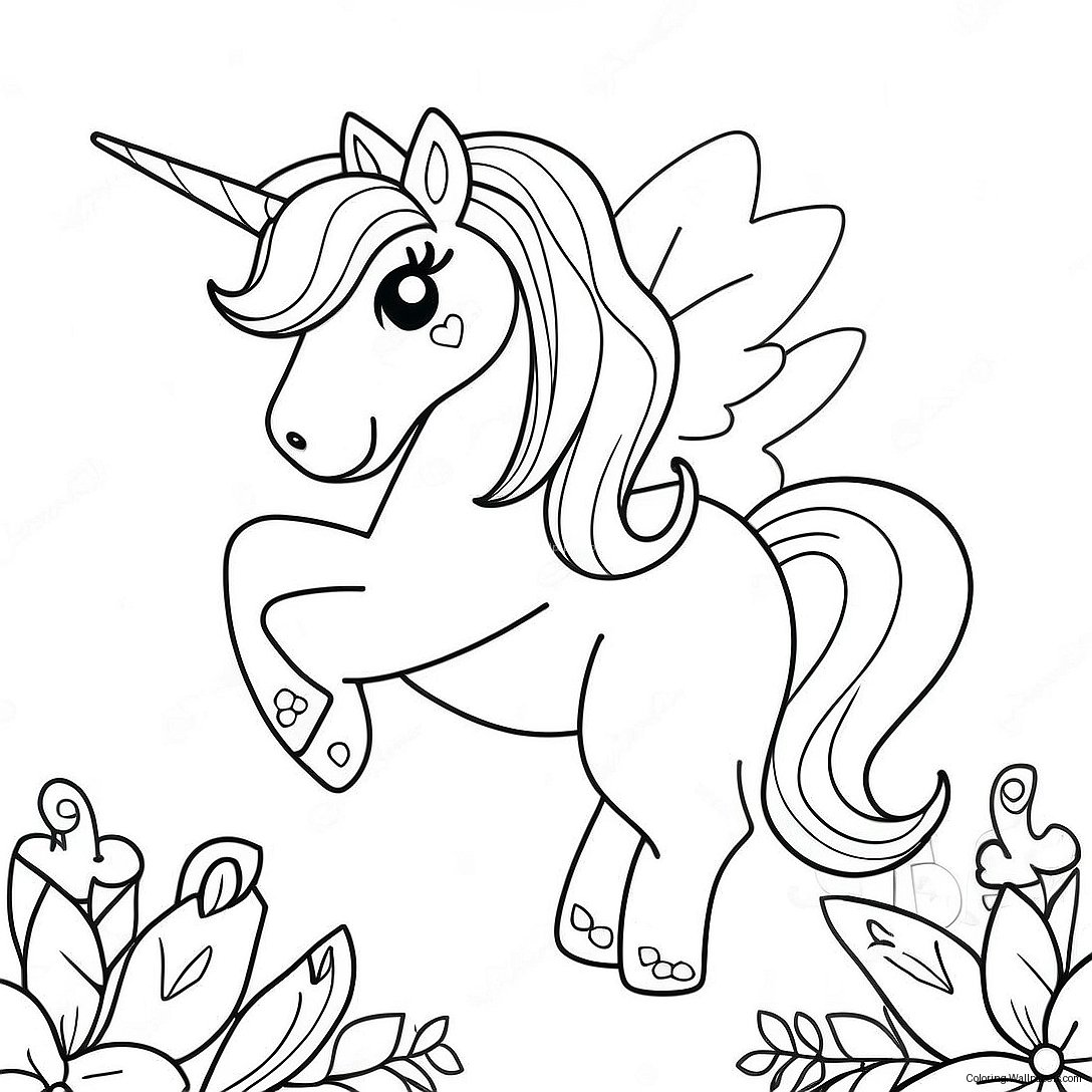 Glittrande Påsk Unicorn Med Blommor Målarbild 27429