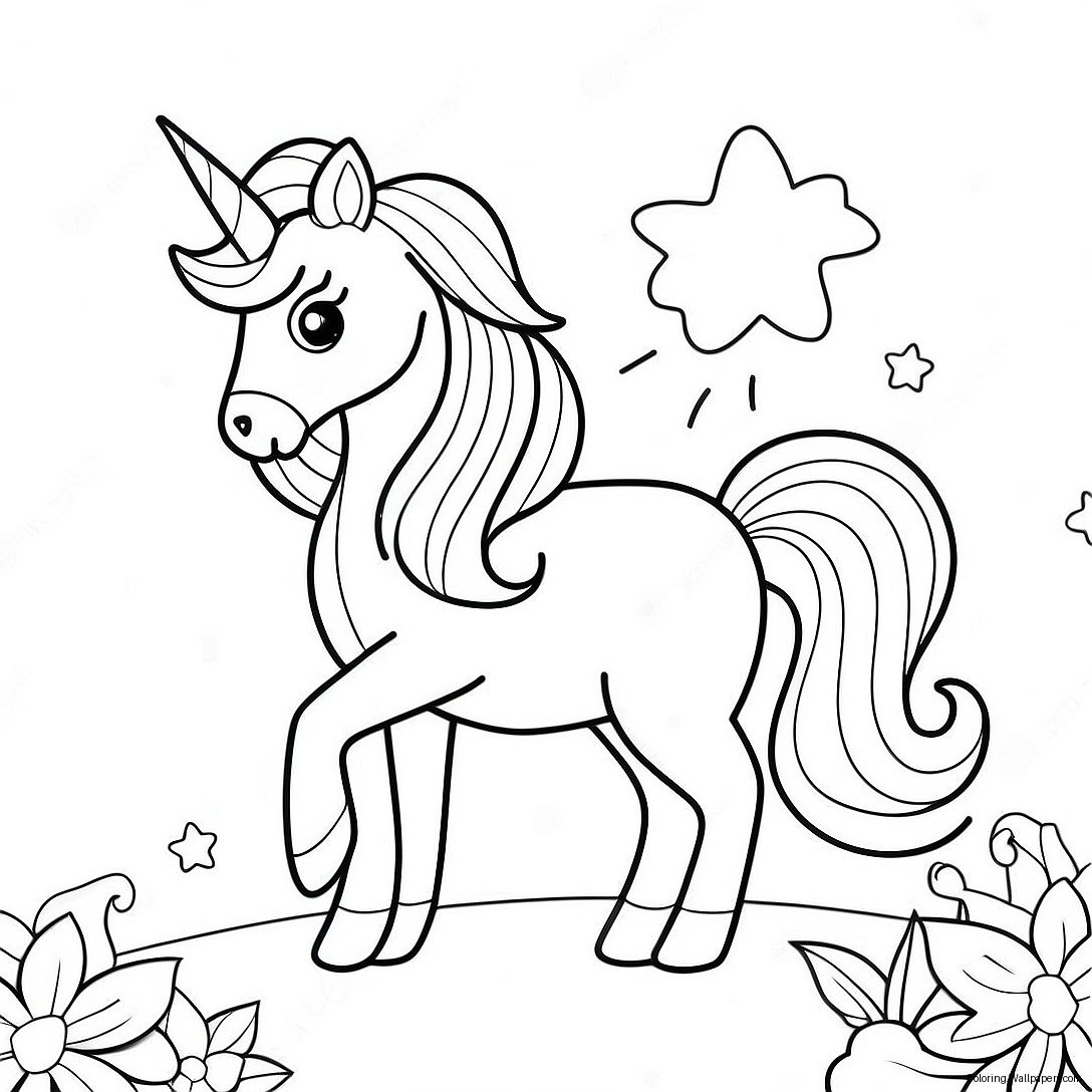 Sparkly Easter Unicorn With Flowers Coloring Page 27432