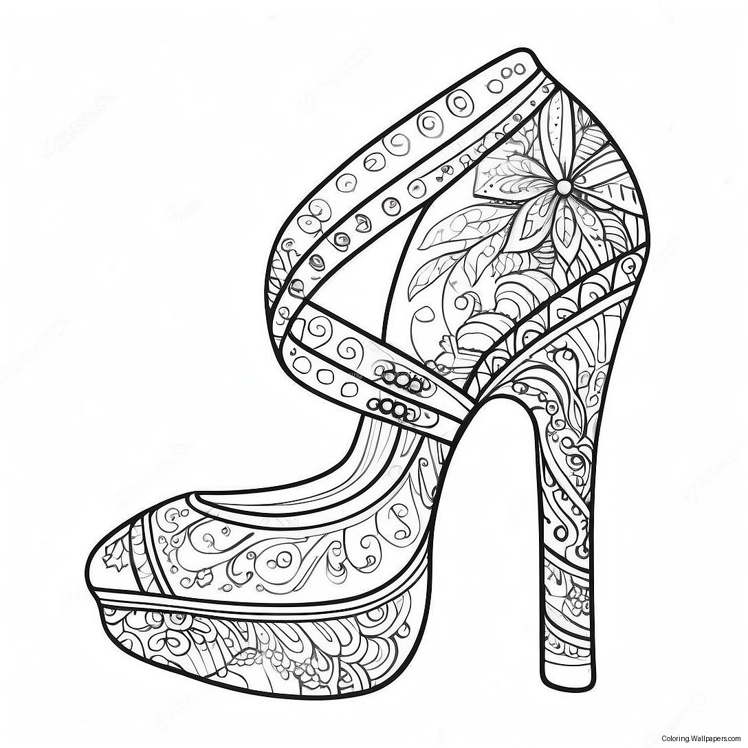 Sparkly High Heel Coloring Page 15026