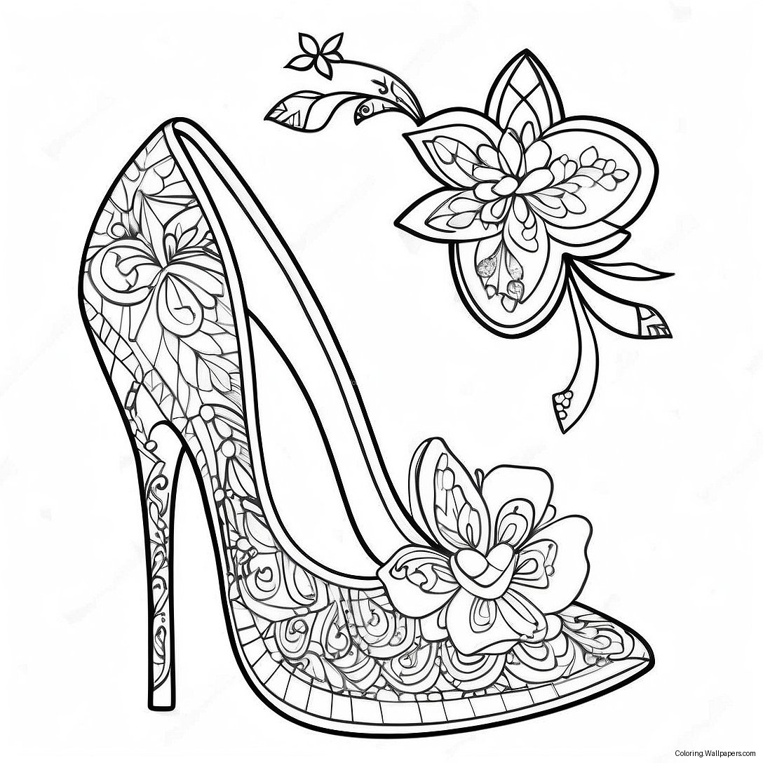 Sparkly High Heel Coloring Page 15028