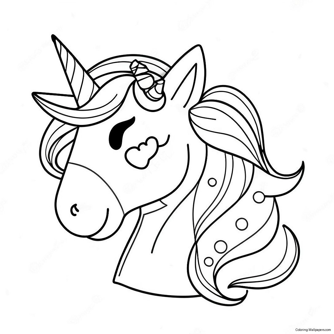 Sparkly Unicorn Emoji Coloring Page 57313