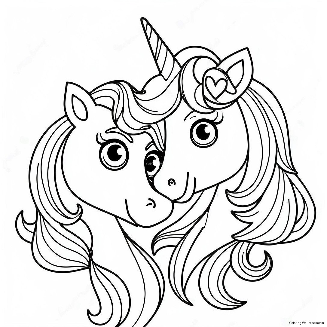 Sparkly Unicorn Sisters Coloring Page 51260