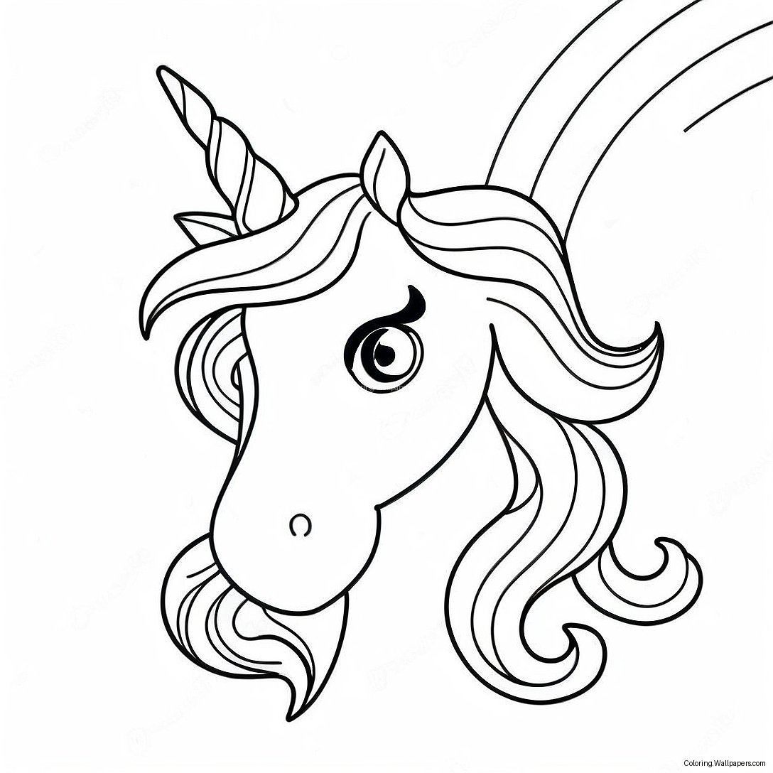 Sparkly Unicorn With Rainbow Mane Coloring Page 35894