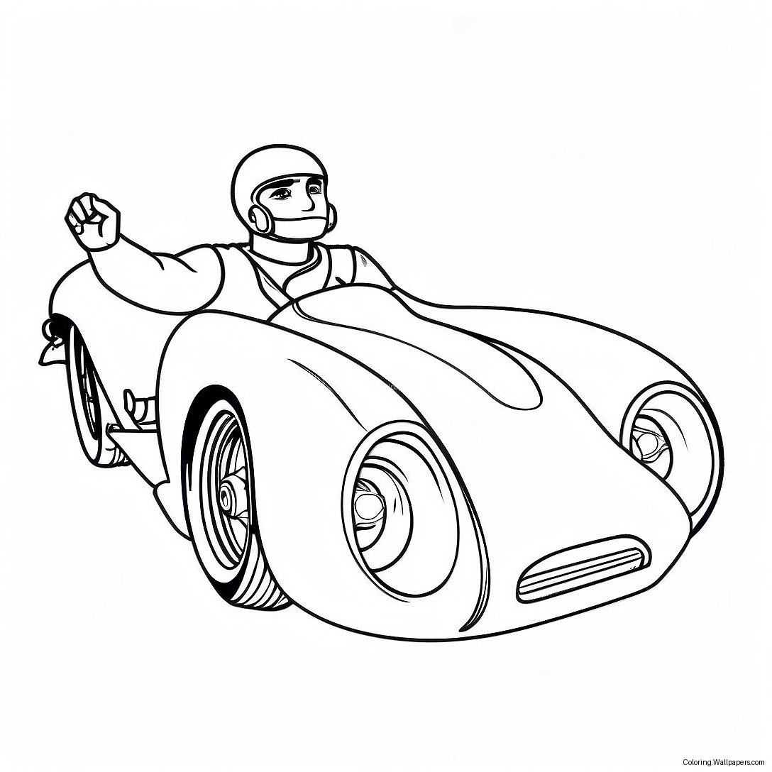 Speed Racer In Fast Car Coloring Page 57516