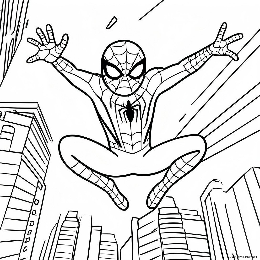 Spider Man Far From Home Action Scene Coloring Page 38450