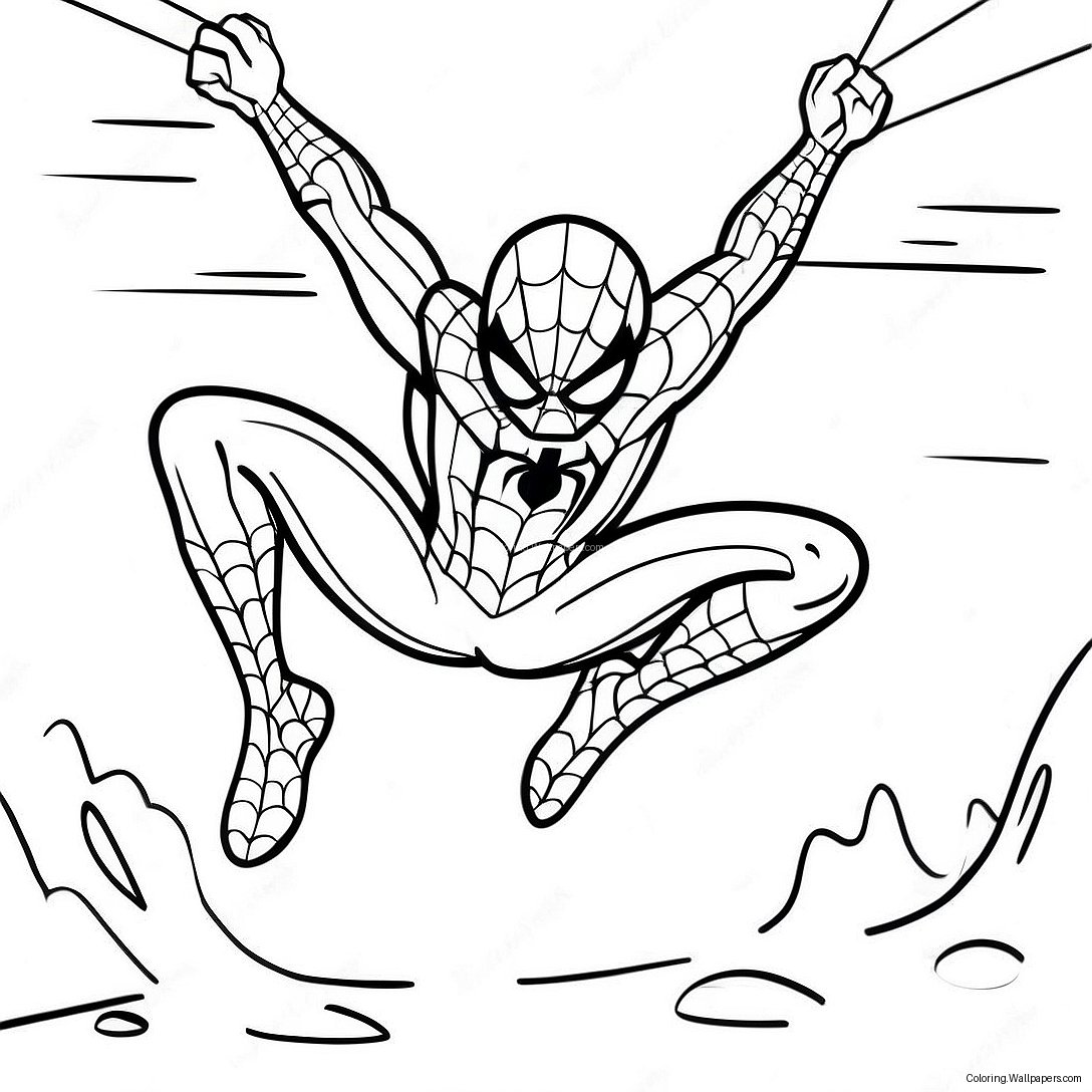 Pagini De Colorat Cu Spider-Man Swinging Prin Zăpadă 31857