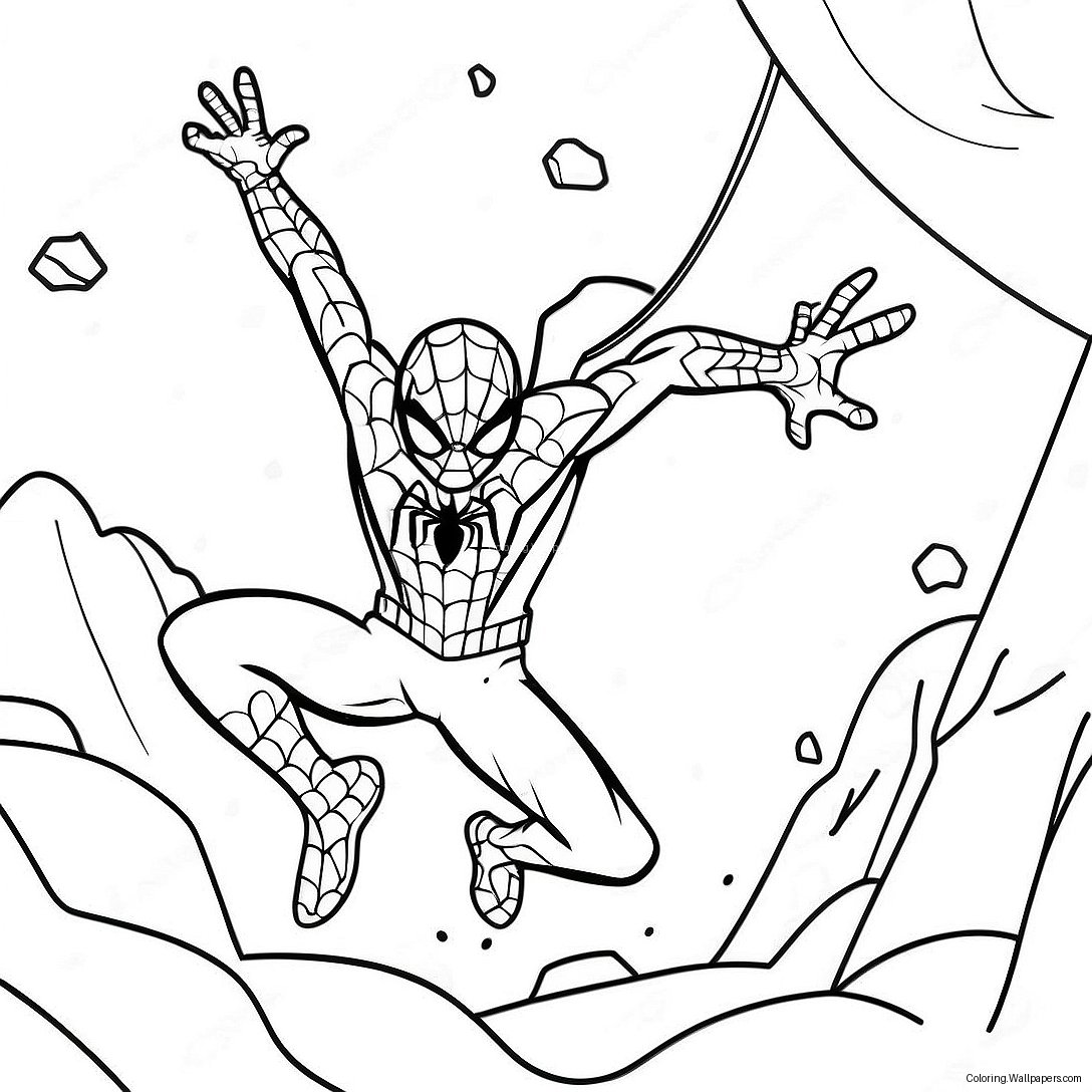 Spider-Man Swinging Through Snow Coloring Page 31859