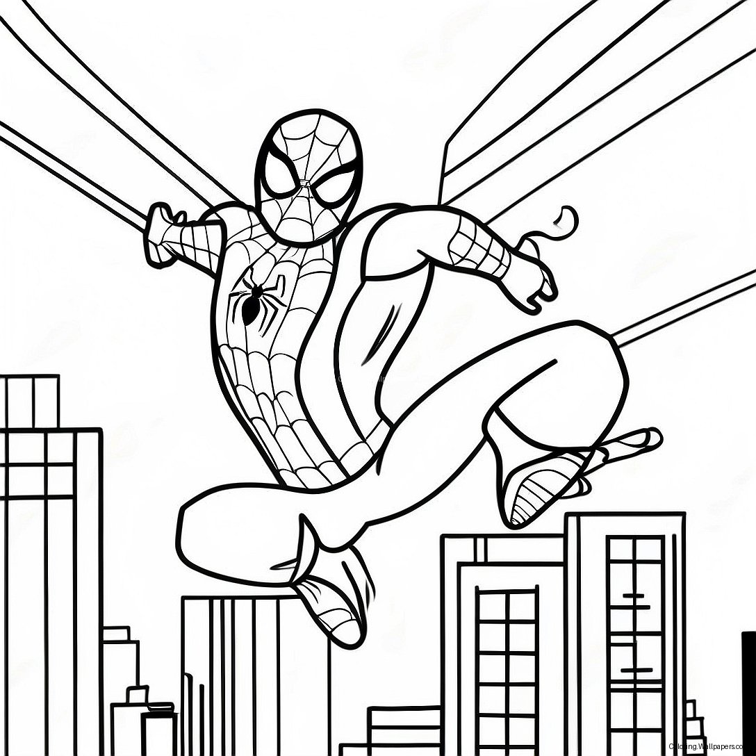 Spider-Man Tom Holland Swinging Coloring Page 21270