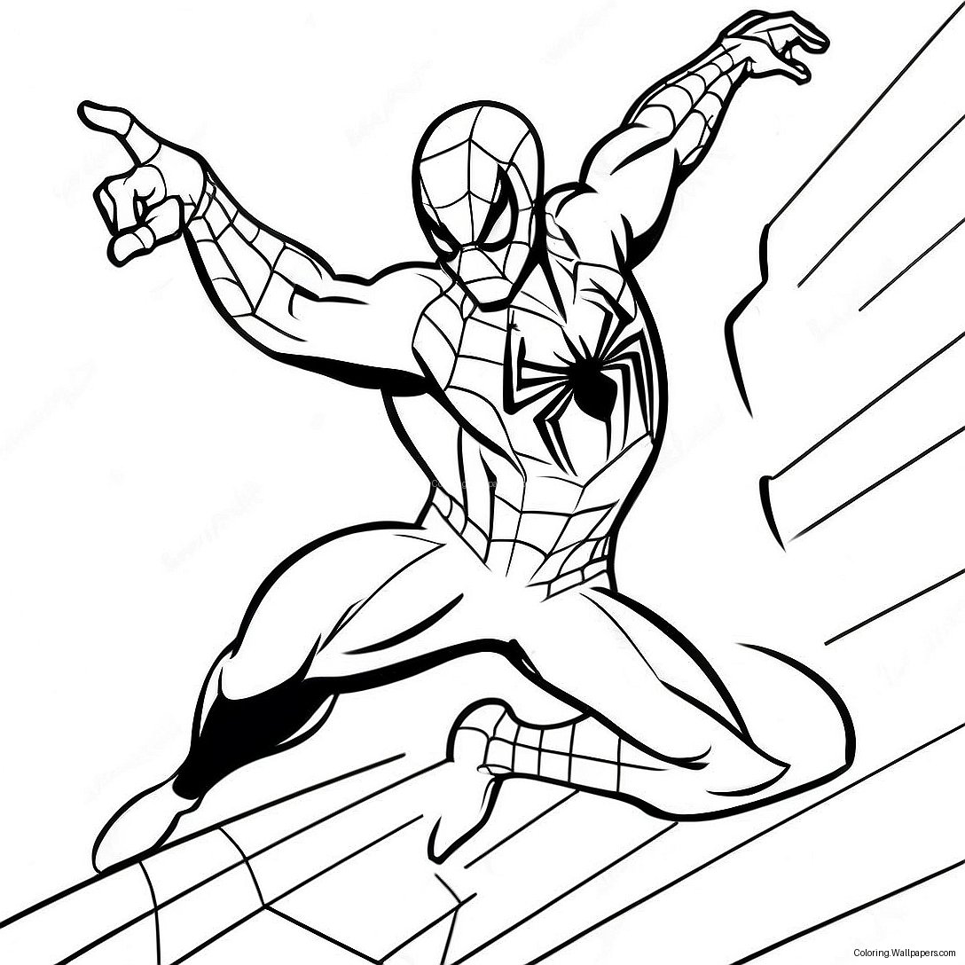 Spiderman 2099 Action Pose Färgläggningssida 3341