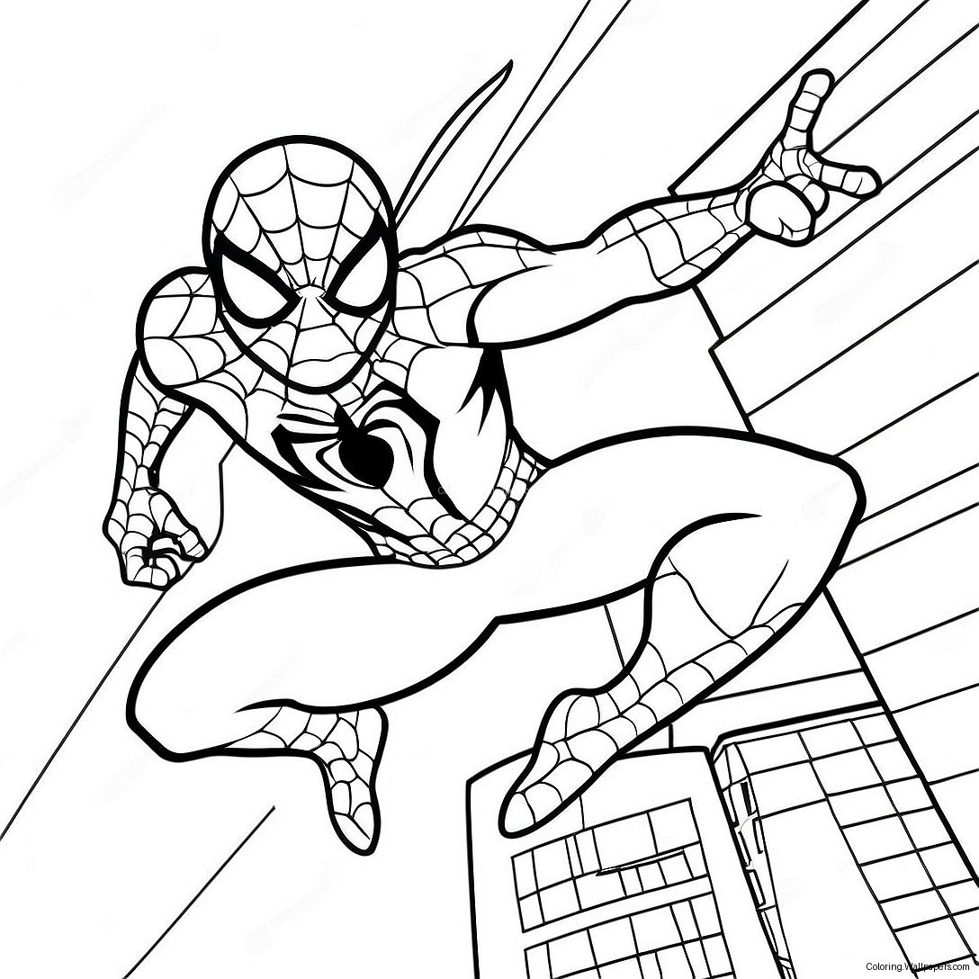 Spiderman 2099 Action Pose Ausmalbild 3344