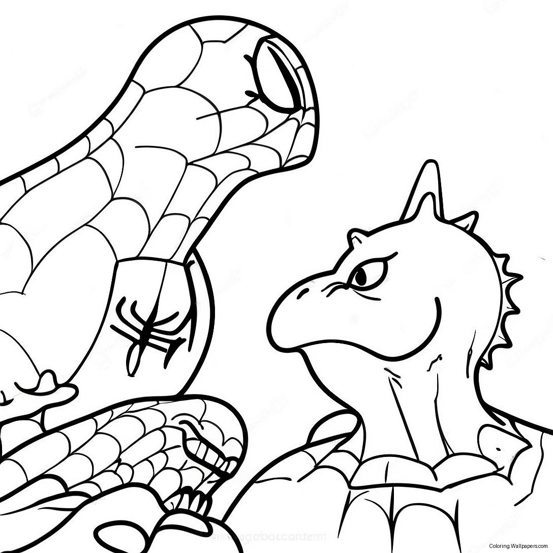 Spiderman And Lizard Face-Off Coloring Page 23015