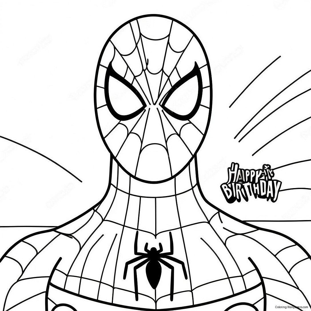 Spiderman Happy Birthday Coloring Page 29817