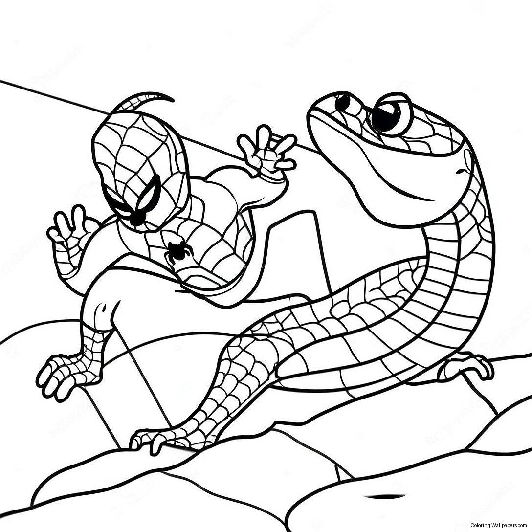 Página Para Colorir Batalha Do Lagarto Do Homem-Aranha 23025