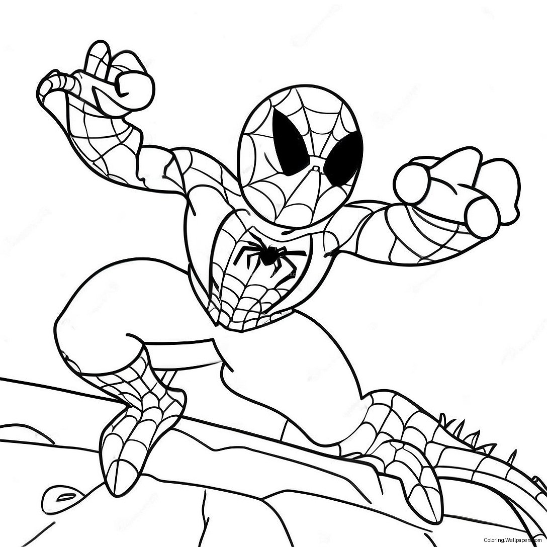 Spiderman Lizard Battle Coloring Page 23028