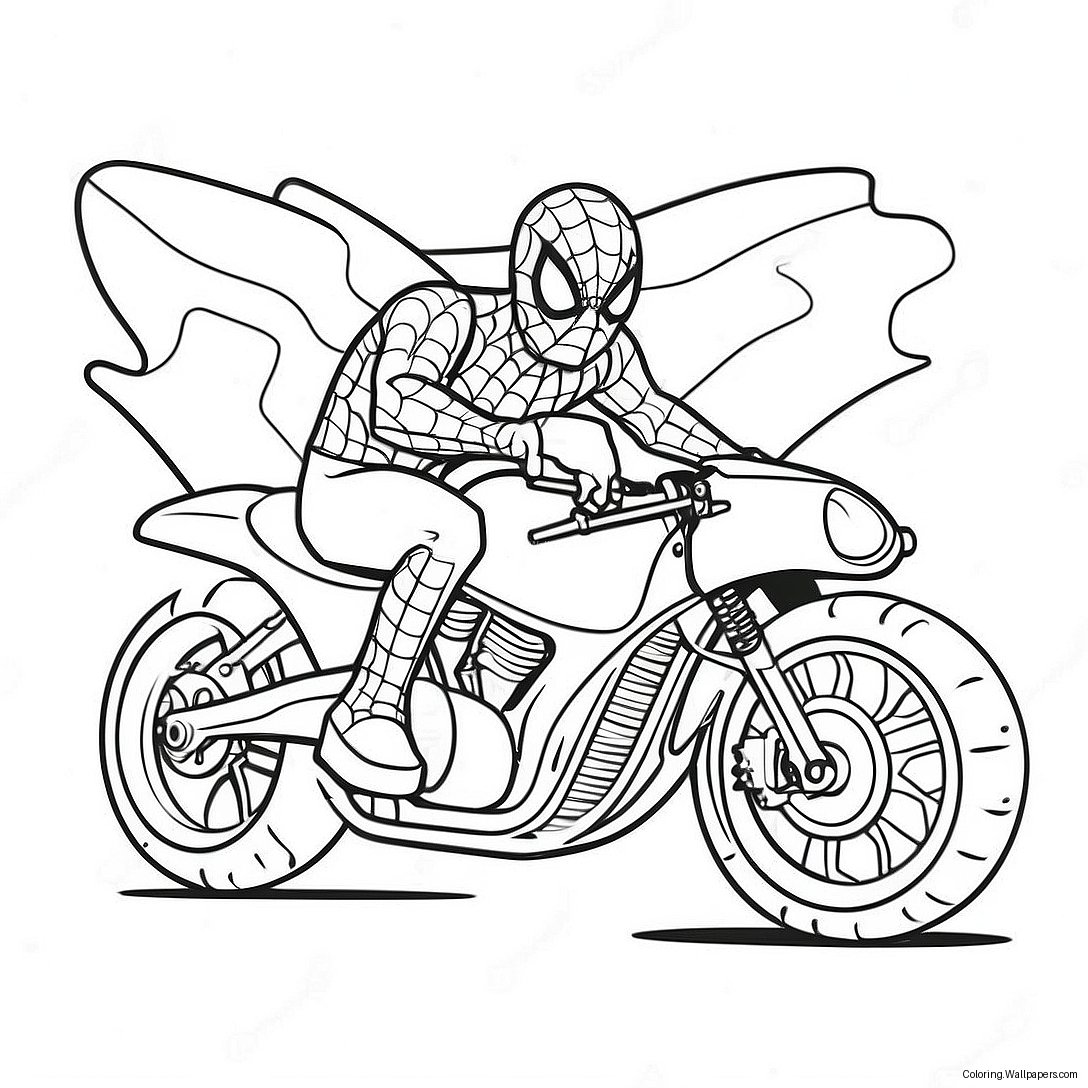 Spiderman På En Cool Motorcykel Malebog 15710