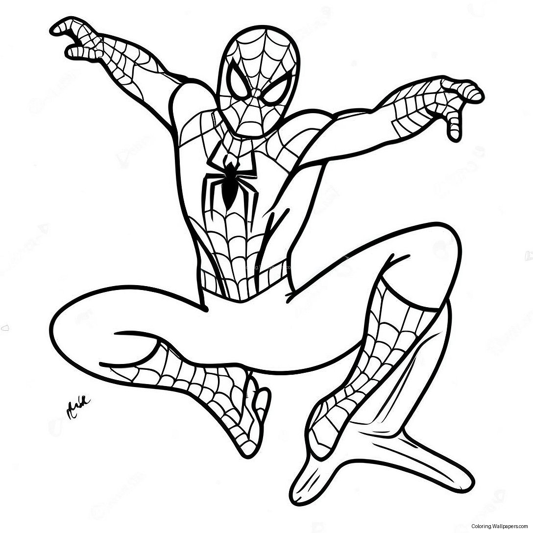 Spiderman Tom Holland Action Pose Coloring Page 54131