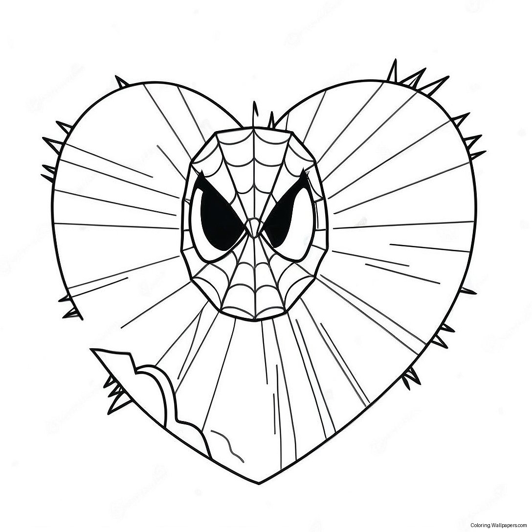 Página Para Colorear Del Corazón De San Valentín De Spiderman 15995