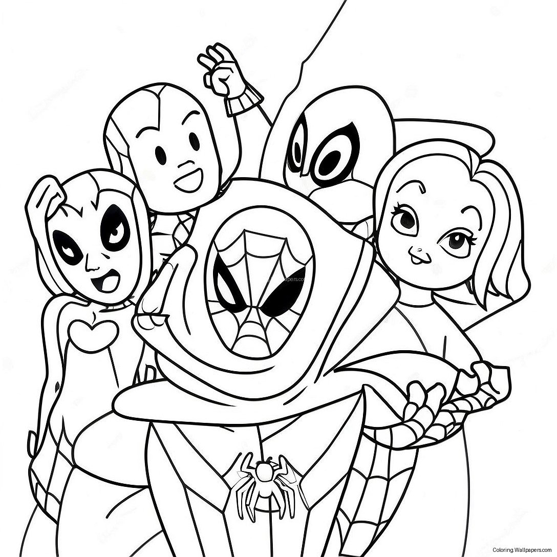 Página Para Colorir Do Homem-Aranha E Seus Amigos Incríveis 11421