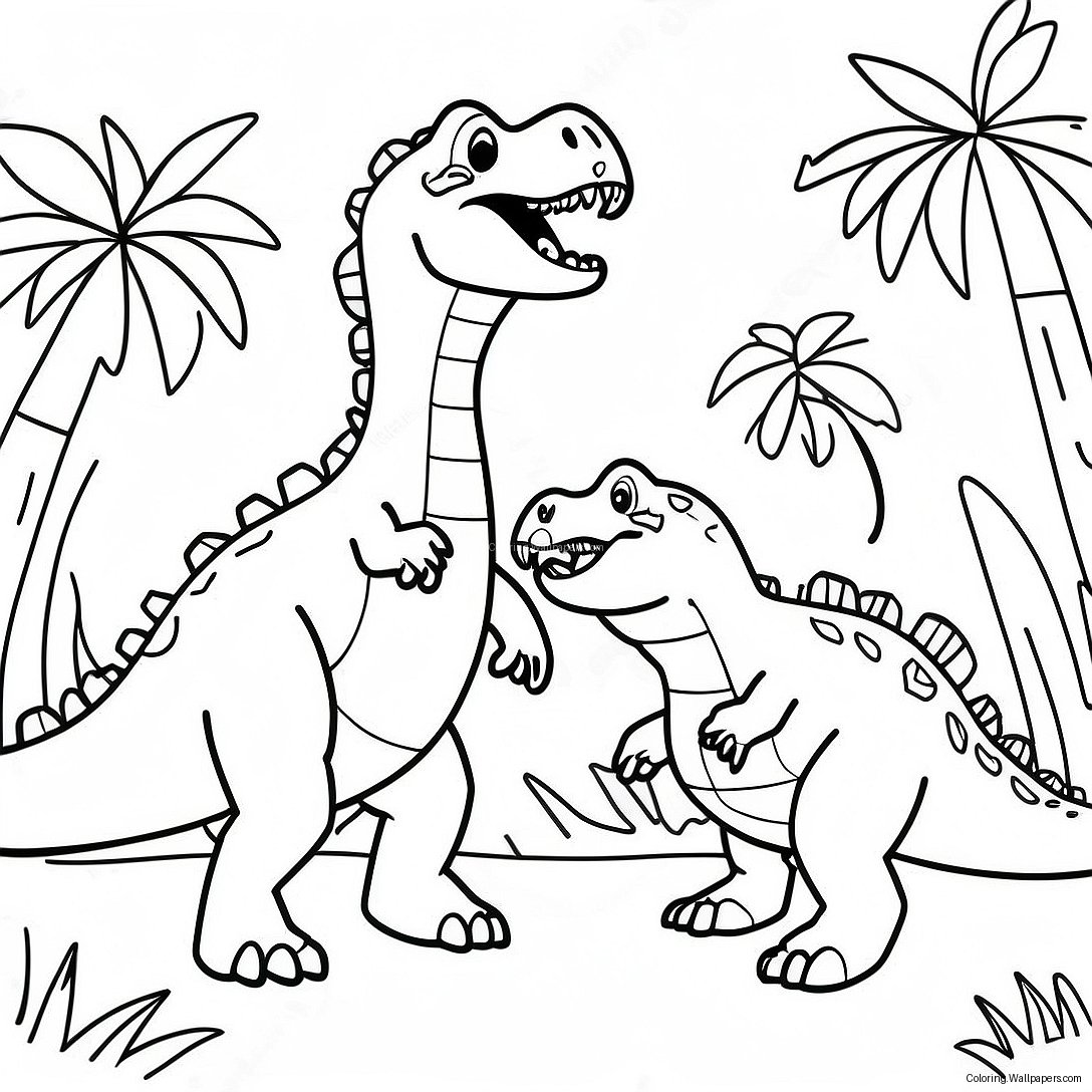 Spinosaurus Vs T-Rex Epic Battle Coloring Page 32570