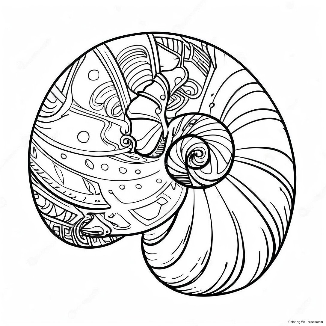 Spiral Seashell Coloring Page 2074