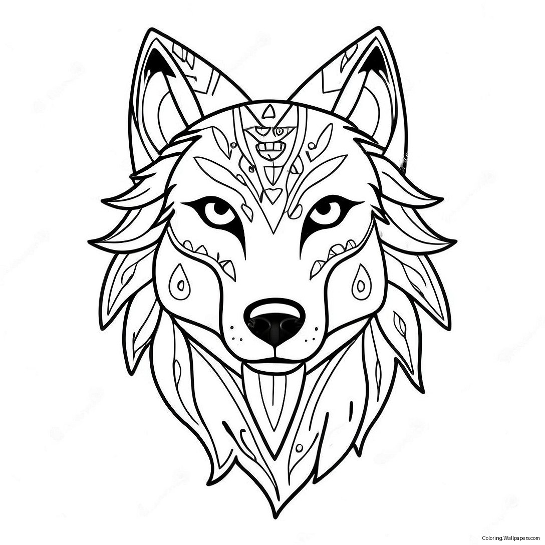 Página Para Colorear De Lobo Espiritual Con Ojos Brillantes 41121