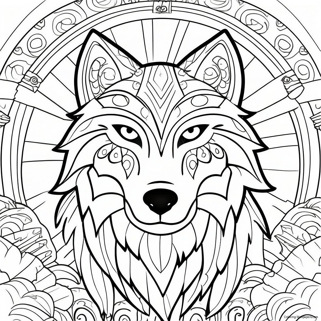 Página Para Colorir De Lobo Espiritual Com Olhos Brilhantes 41122