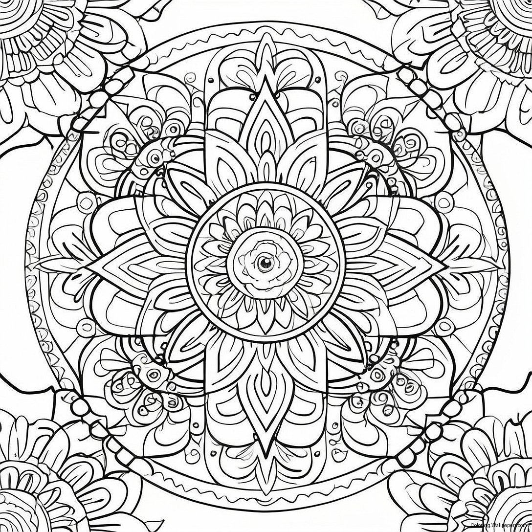 Spirituell Mandala Färgläggningssida 5112