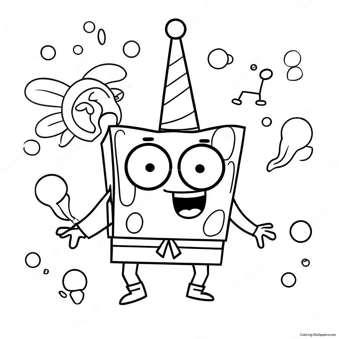 Página Para Colorir Aniversário Do Spongebob 33086