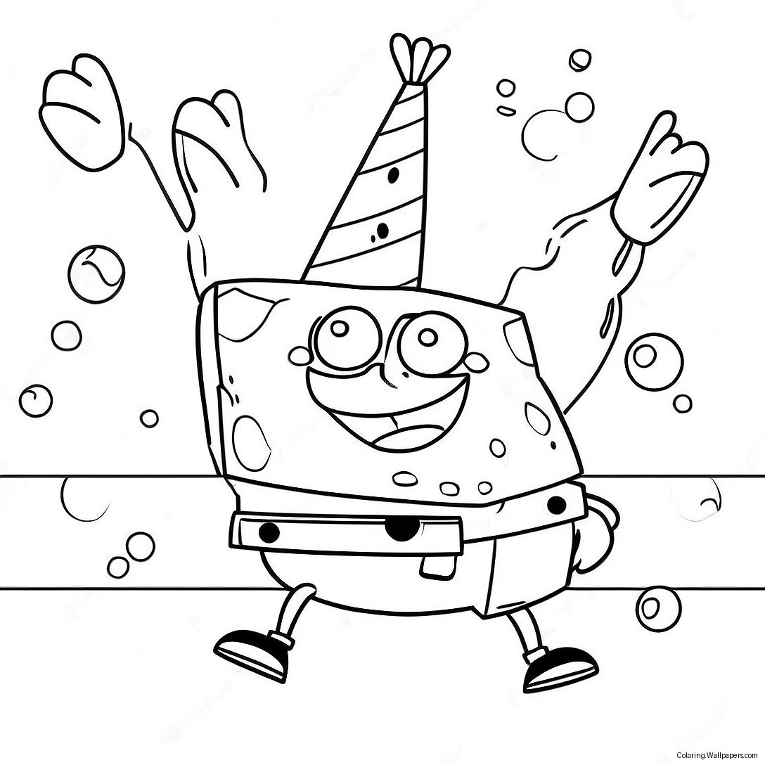 Página Para Colorear De Cumpleaños De Spongebob 33087