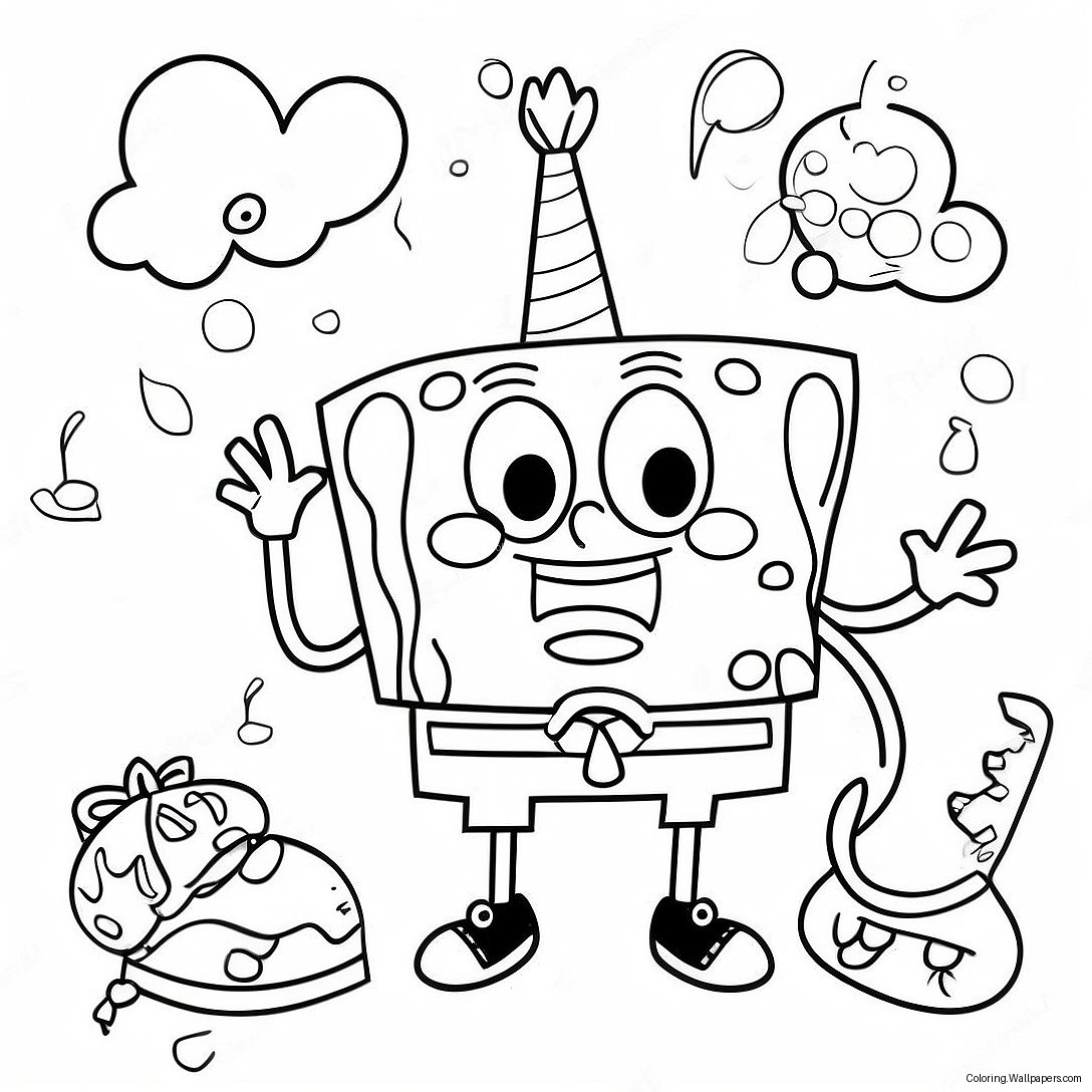 Spongebob Happy Birthday Coloring Page 54293