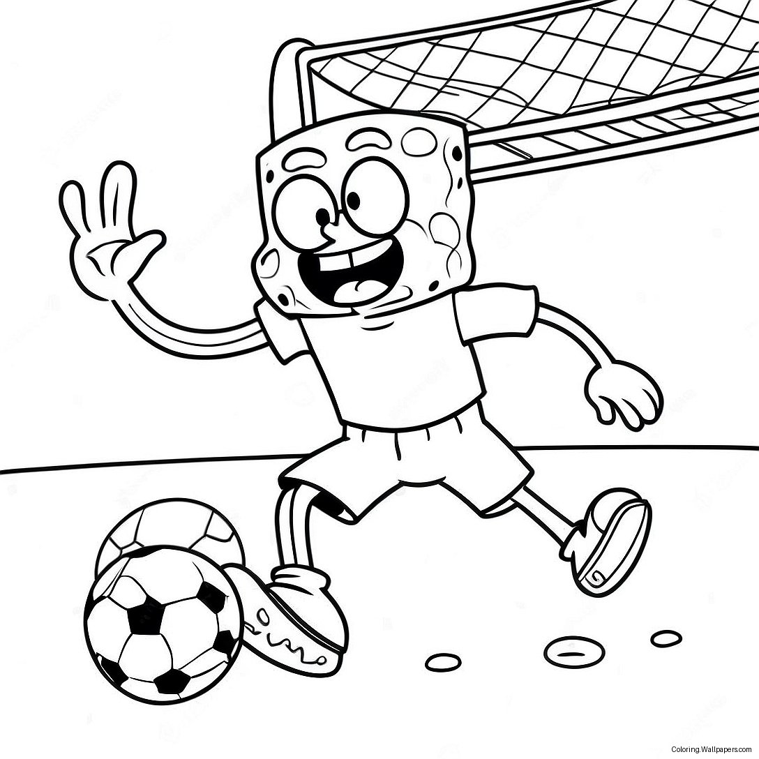 Spongebob Playing Soccer Coloring Page 51482