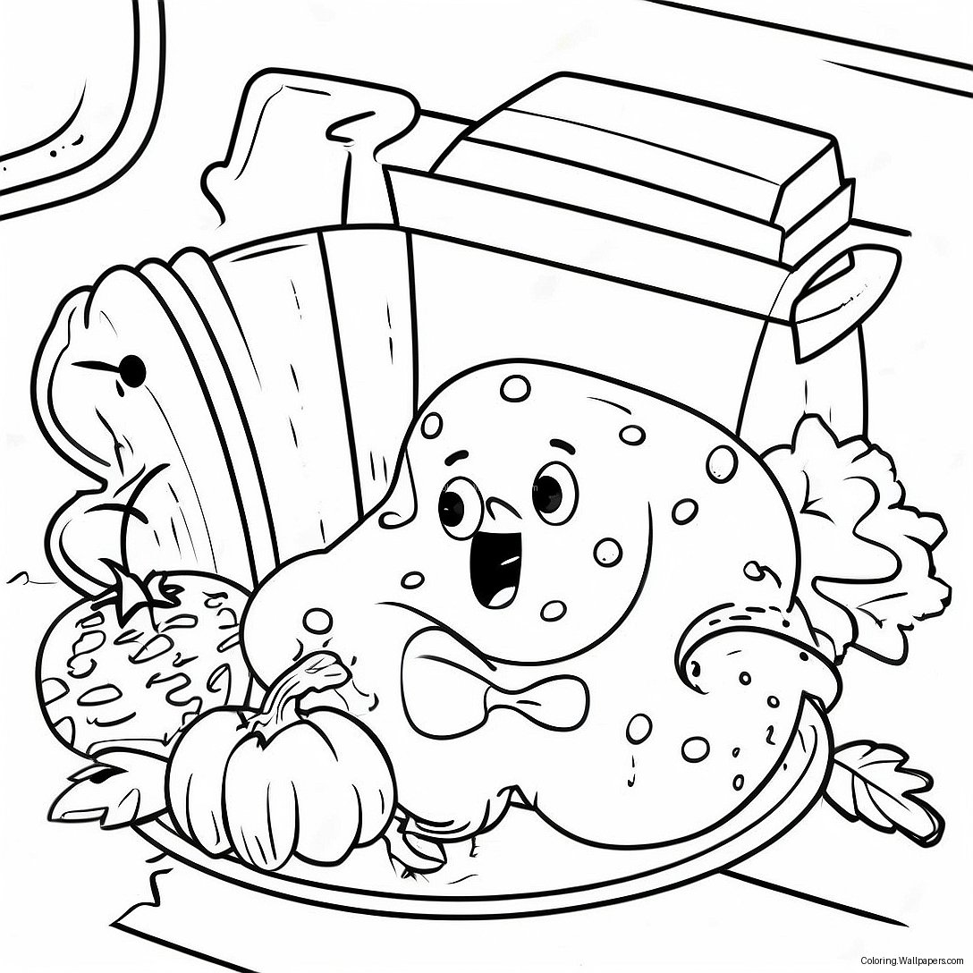 Spongebob Thanksgiving Feast Coloring Page 35134